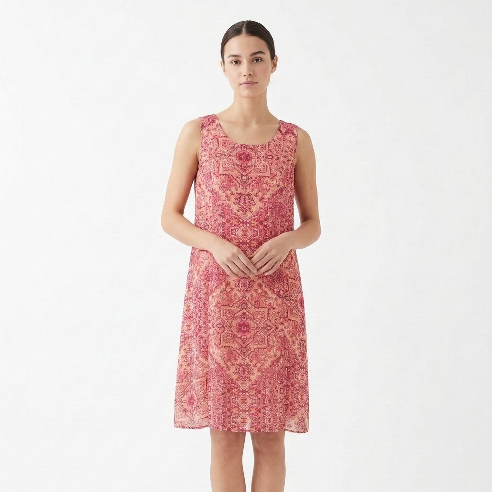 Coldwater Creek Dress Pink Sleeveless Boho Festival Shift Midi PXL
